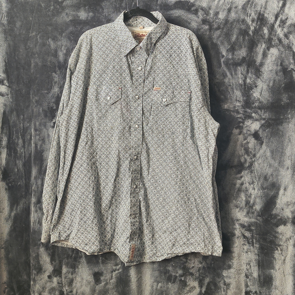 Rafter C Western Men's Casual Button Down Shirt - Gray Pattern XXL